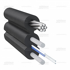 Оптический дроп кабель для подвеса, 2 волокна G652, 1.2кН, диэлектрический FRP и трос 1.2мм, CO-FTTHTS2-1